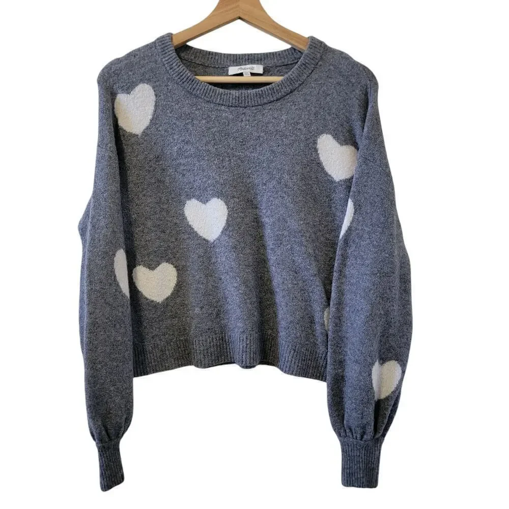 Madewell Heart Dot Balloon Sleeve Pullover Wool/Alpaca Blend Sweater Size XXS